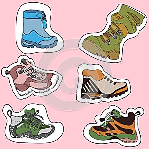 Boot icon in sticker color style.Vector illustration