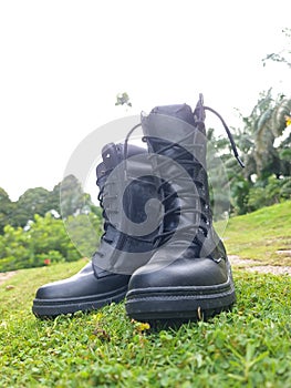 Boot shoe on low angle view