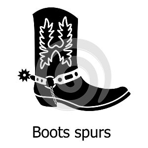 Boot spurs icon, simple black style