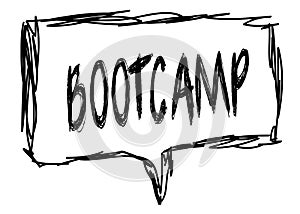 BOOTCAMP on a pencil sketched sign.