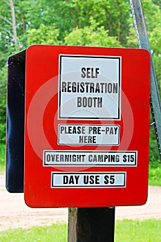 Booth to collect fees for camping and day use at a campground