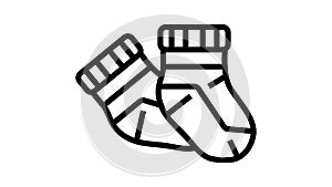 bootie socks baby cloth line icon animation