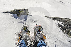 Boots with crampons