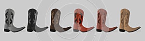 Boots detailed illustration leather casual shoes color collection cowboy outfit