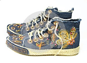 Boots with an embroidery.