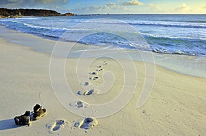 Boots left on the beach