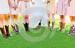 Boots and Legs of Girls in Wedding Party