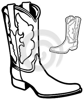 Cowboy Boot Cartoon Vector Graphic Illustration Set photo