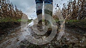 Boots Walking Through Mud in a Field: Dynamic Agricultural Work