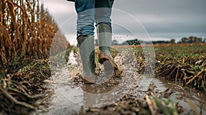 Boots Walking Through Mud in a Field: Dynamic Agricultural Work