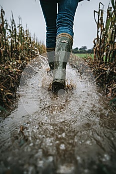 Boots Walking Through Mud in a Field: Dynamic Agricultural Work