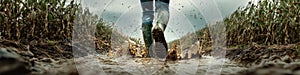 Boots Walking Through Mud in a Field: Dynamic Agricultural Work