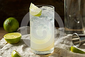 Boozy Alcoholic Lime Gin Rickey Cocktail