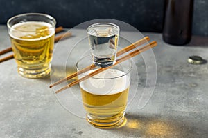 Boozy Refreshing Japanese Sake Bomb Cocktail