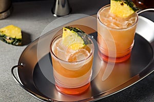 Boozy Refreshing Rum Swizzle Cocktail