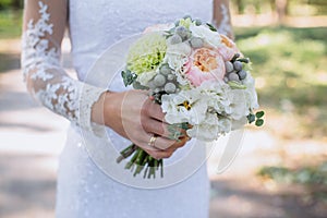 Boquet of flowers in bride hand