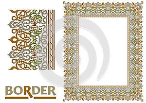 Tiled frame in plant leaves and flowers Framework Decorative Elegant style photo