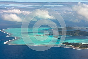 Bora bora french polynesia aerial airplane view