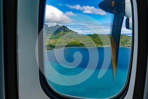 Bora bora french polynesia aerial airplane view