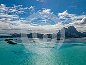 Bora Bora island french polynesia lagoon aerial view