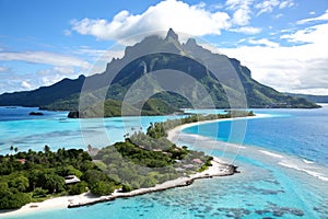 Bora Bora panorama, view from Otemanu mountain