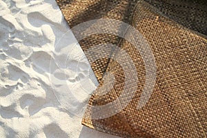 Boracay beach rattan mat and cushion on sand