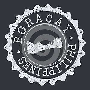 Boracay Island Map Seal. Silhouette Postal Passport Stamp. Round Vector Icon Postmark.