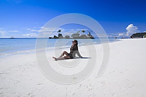 Boracay island white beach girl philippines