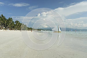 Boracay island white beach sail boat philippines