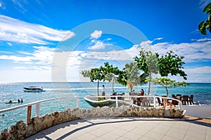 Boracay, Philippines - Nov 18, 2017 : West Cove Resort surrounding tropical sea, which is famous landmark in Boracay Island in the