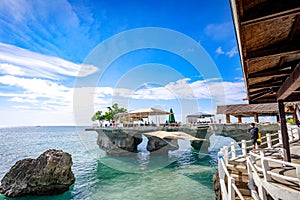 Boracay, Philippines - Nov 18, 2017 : West Cove Resort surrounding tropical sea, which is famous landmark in Boracay Island in the