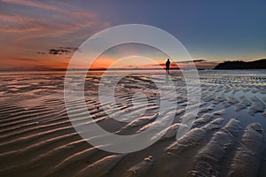 Low tide at dusk on White beach, station one. Boracay Island. Aklan. Western Visayas. Philippines