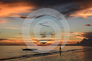 White beach, station one, at sunset. Boracay island. Aklan. Western Visayas. Philippines