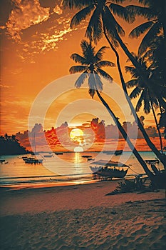 Boracay Sunset Beach Scenery. Perfect for Posters and Wallpapers.