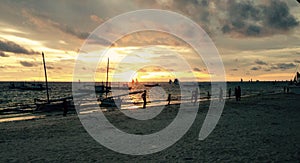 Boracay sunset with boats merry