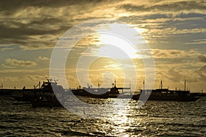 Boracay Sunset with few Island Hopping Boats