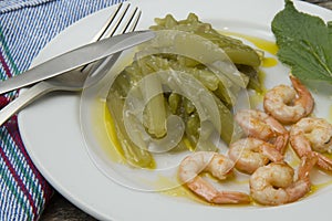 Borage with prawns