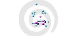 Borazine with Li cation and hydrogen molecules isolated on white