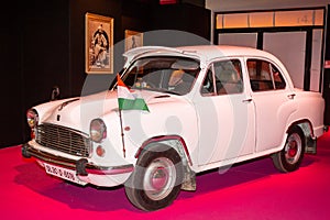 Bordeaux , Aquitaine / France - 03 03 2020 : Ambassador Hindustan car vintage typical vehicle of India