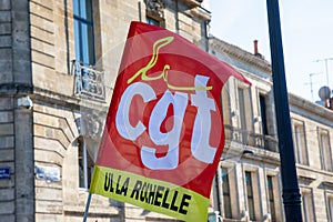 CGT la rochelle flag text sign and brand logo of General Confederation of Labour photo