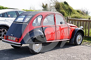 Citroen 2CV black red charleston retro vintage french historical old car ancient