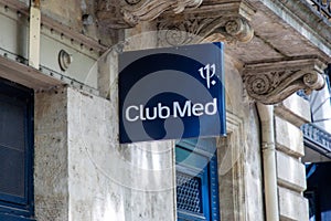 Club Med sign text and logo brand facade wall office Club Mediterranee agency travel