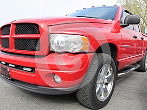 Bordeaux , Aquitaine / France - 06 10 2020 : Dodge Ram 1500 Pickup car in front detail view of red truck