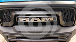 dodge ram truck logo text and brand sign on us car