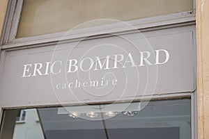 Eric bompard logo and text sign front of store French House of Kashmir shop