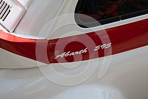 Fiat 500 abarth 595 retro logo text and brand sign vintage model old timer italian car