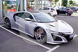 Bordeaux , Aquitaine / France - 10 30 2019 : Honda NSX grey sports car supercar automobile modern parked