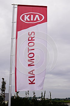 Bordeaux , Aquitaine / France - 10 30 2019 : kia flag store exhibition car stand in front of automobiles dealership selling and