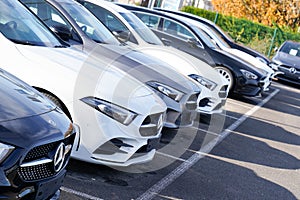 Bordeaux , Aquitaine / France - 12 04 2019 : mercedes benz cars new modern automobiles for sale rent dealership park vehicle