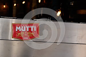 Mutti logo brand and text sign Industria Conserve Alimentari Italian company